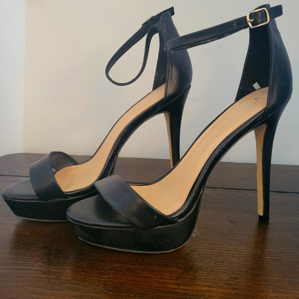 Black Platform Strap Heels